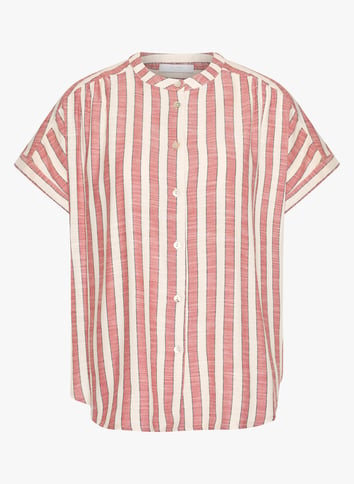 Round-neck printed cotton blouse BY BAR Red
